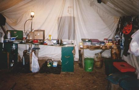 My Kitchen in the cook tent, where I prepared countless meals